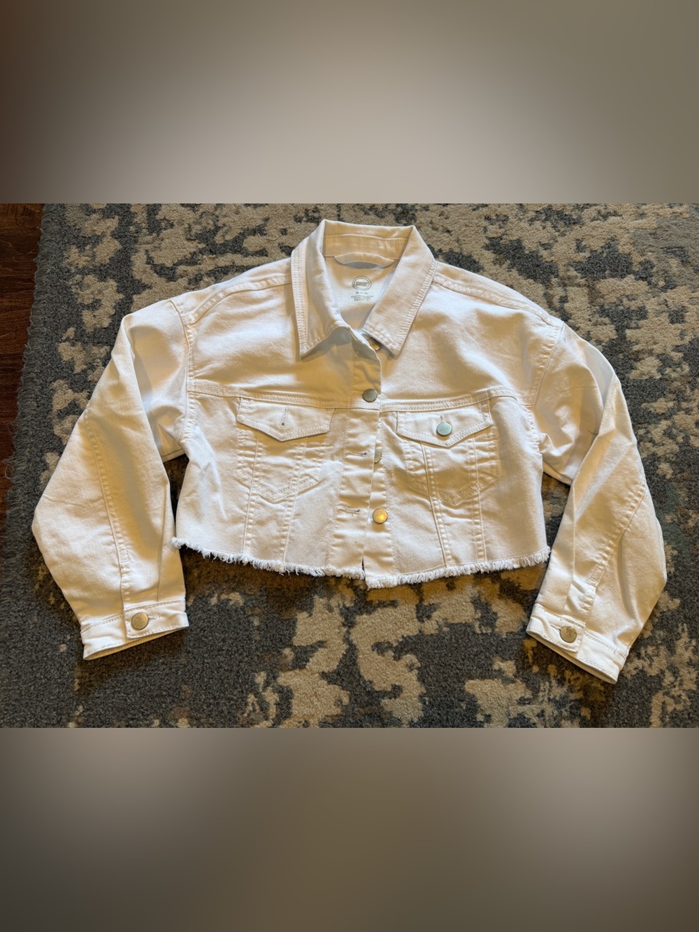 Girl’s Wonder Nation White Cropped Denim Jacket Size Medium 7/8